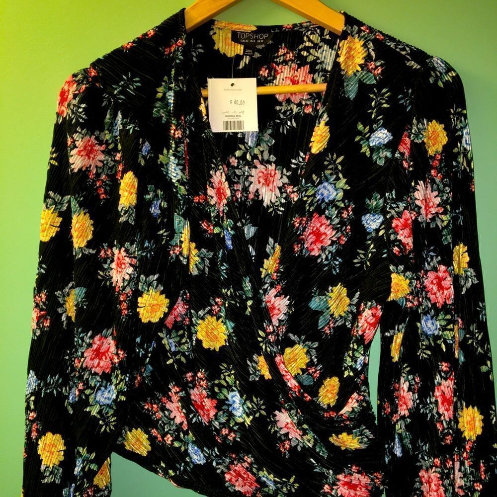 PLEATED wrap front blouse